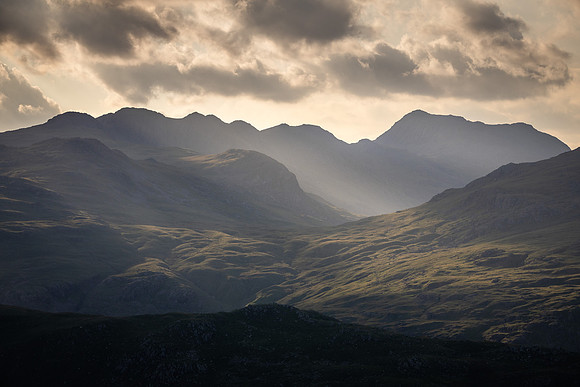 Crinkle Crags, Great Knott and Bow Fell afternoon light